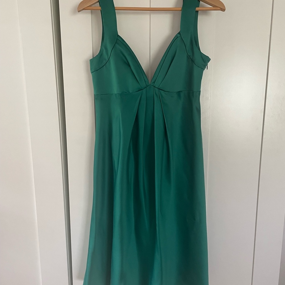 Calvin Klein Green Pleated Sundress Sweetheart Neckline